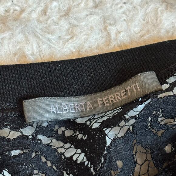 ALBERTA FERRETTI Womens US 6 Black Lace Embroidered Long Sleeve Blouse Top Italy - Picture 8 of 11